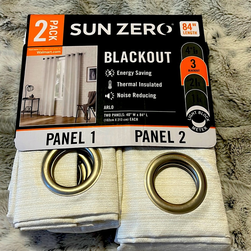 Sun Zero Blackout Curtains - White NWT